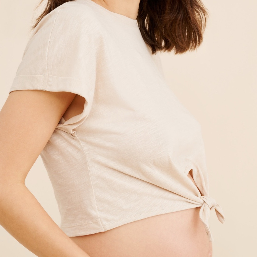 Vero Moda Maternity Cap Sleeve Tie-Front Crop Tee